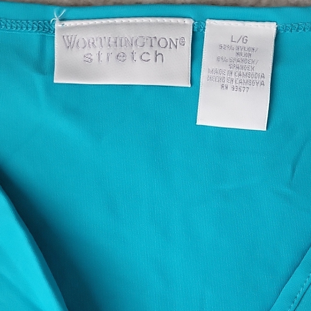 Worthington Turquoise Sleeveless Tank Top - Picture 2 of 3